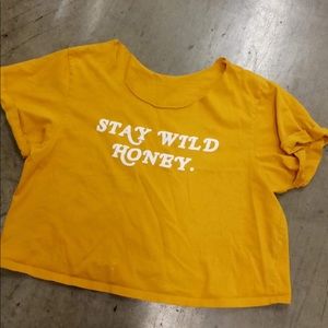 Yellow Off Shoulder Graphic Tee